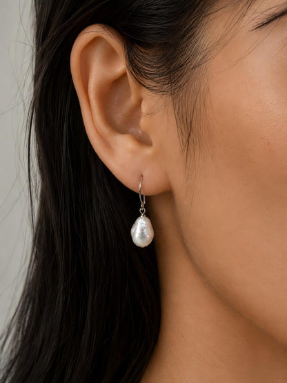 Rippled Classic Teardrop Pearl Drop Earrings Pearltide