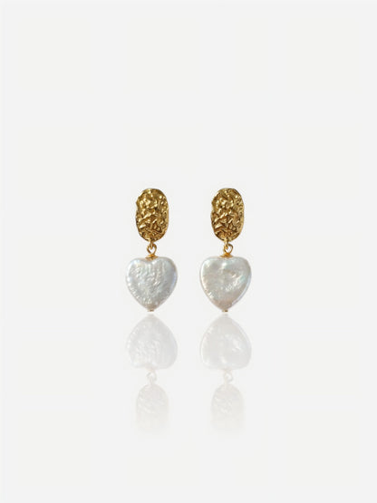 The Ocean Ripple Heart Earrings Pearltide
