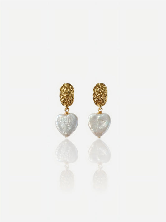 The Ocean Ripple Heart Earrings Pearltide