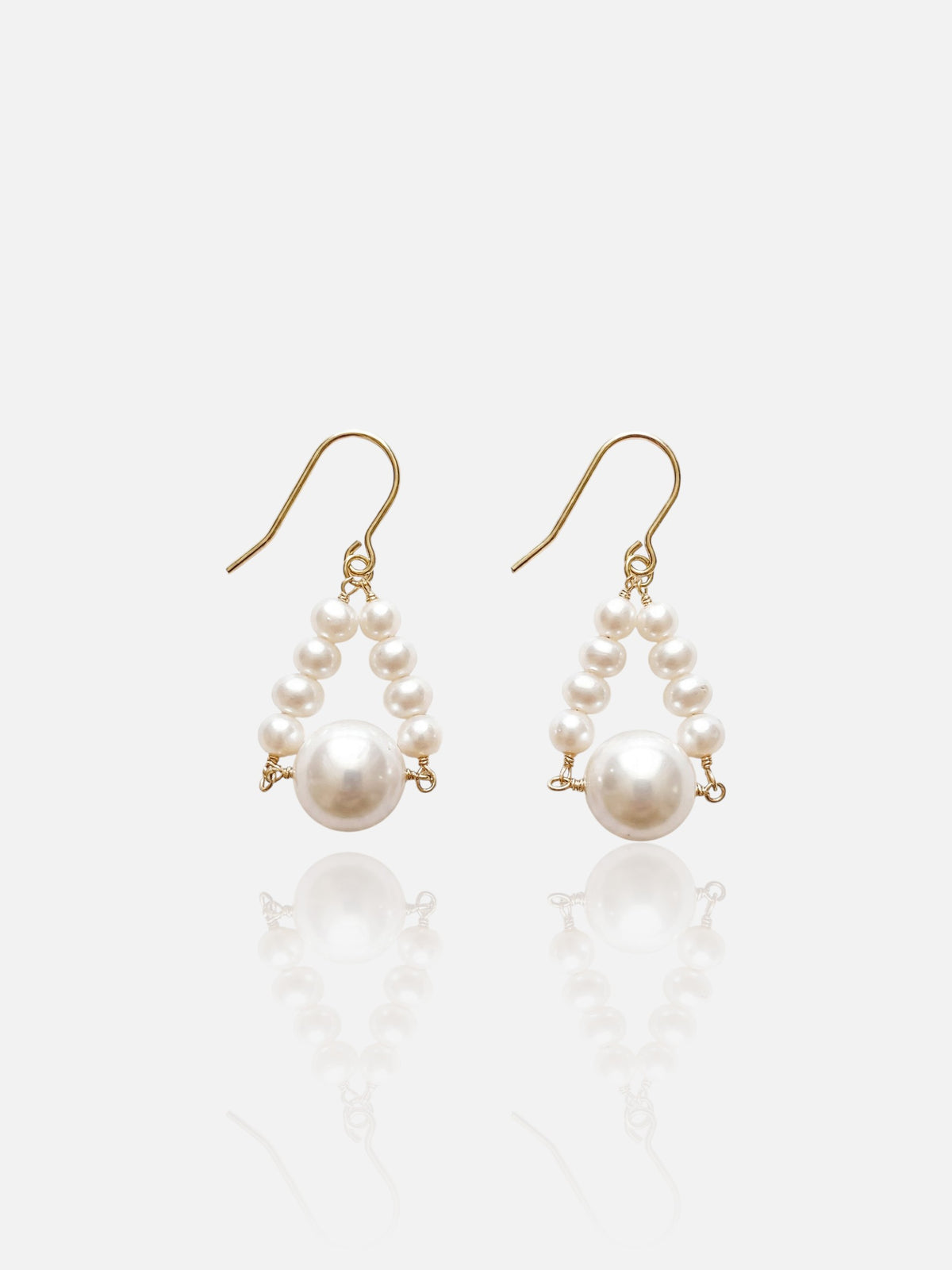 Seed Pearl Arch Drop Earrings in 14k gold filled