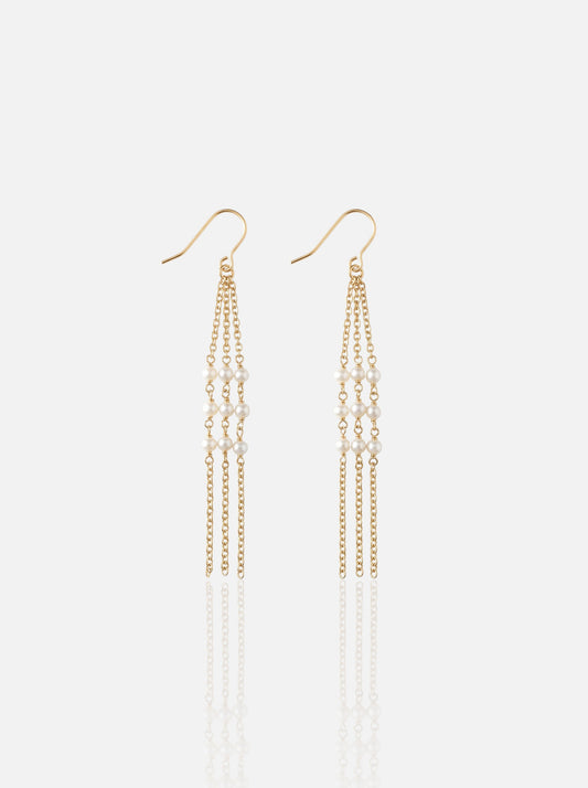 Seed Pearl Tassel Drop Earrings Pearltide