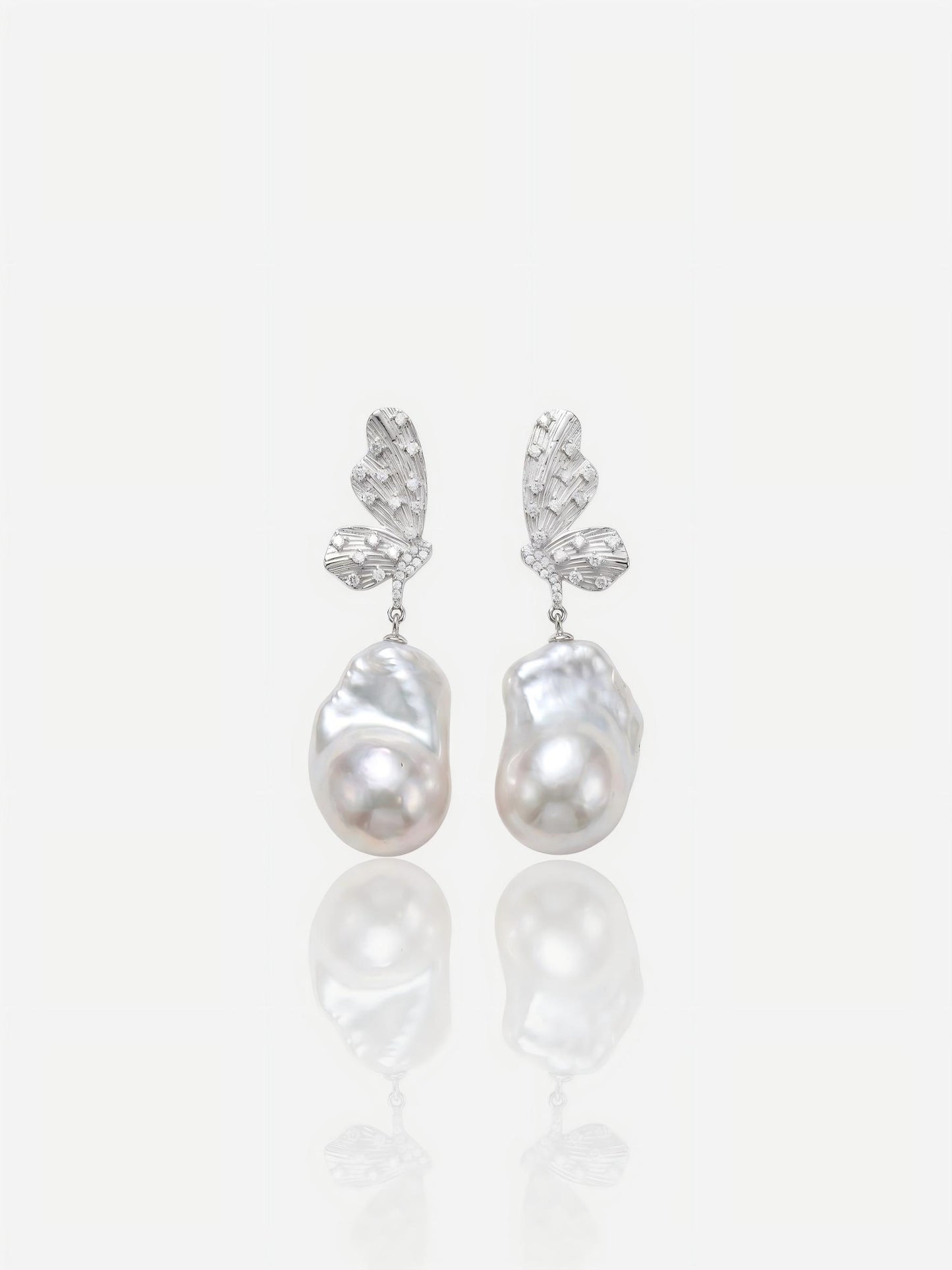 Silver Butterfly & Baroque Pearl Statement Pearltide