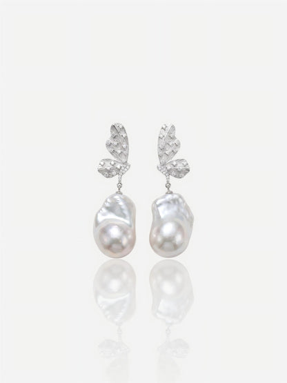 Silver Butterfly & Baroque Pearl Statement Pearltide
