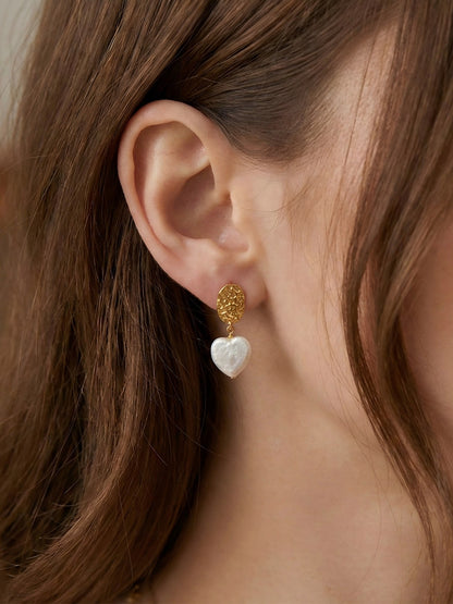 The Ocean Ripple Heart Earrings Pearltide