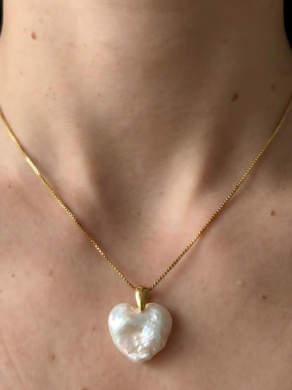 Natural Baroque Pearl Heart Necklace Pearltide