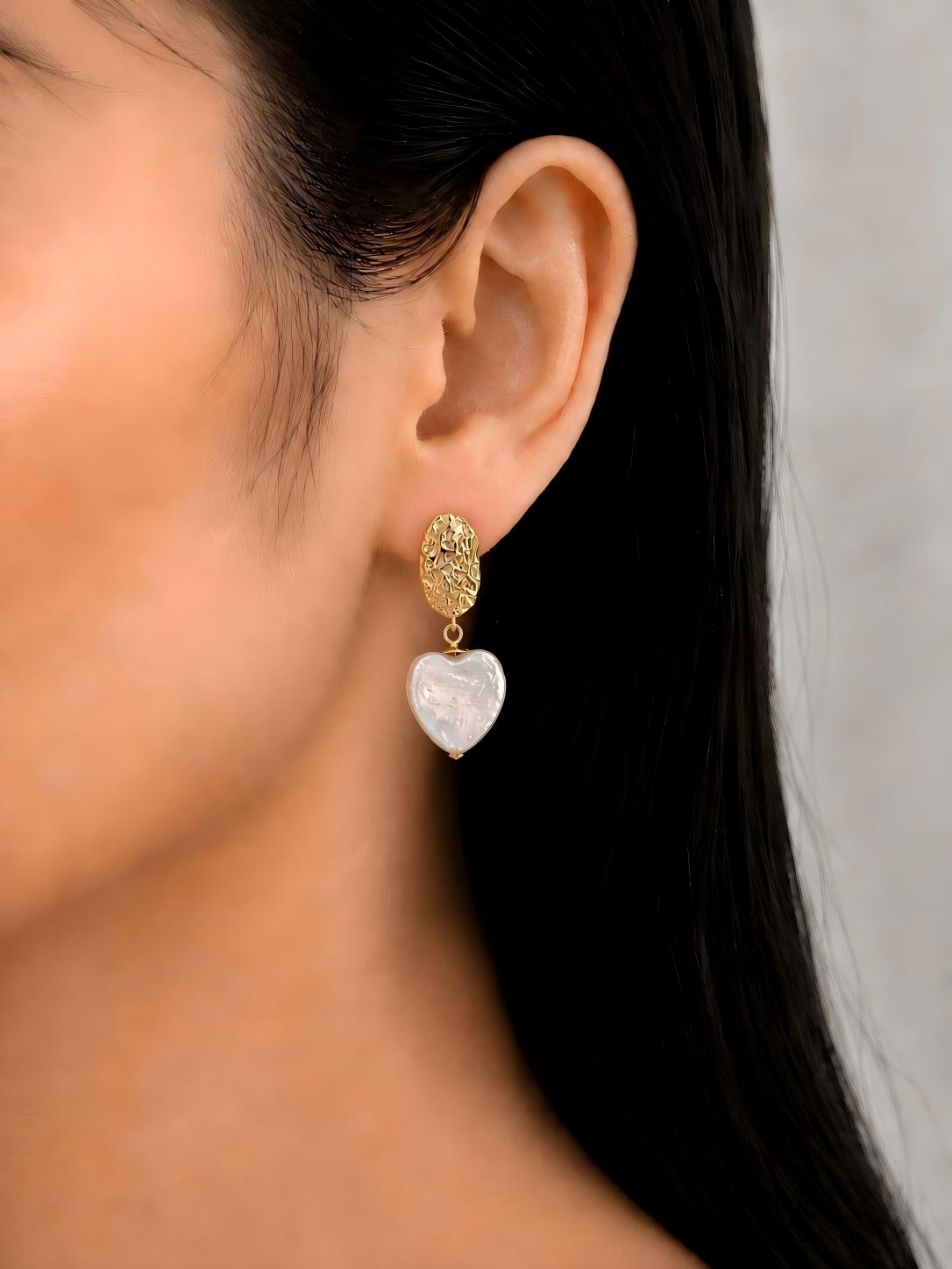Ocean Ripple Heart Pearl Earrings Pearltide