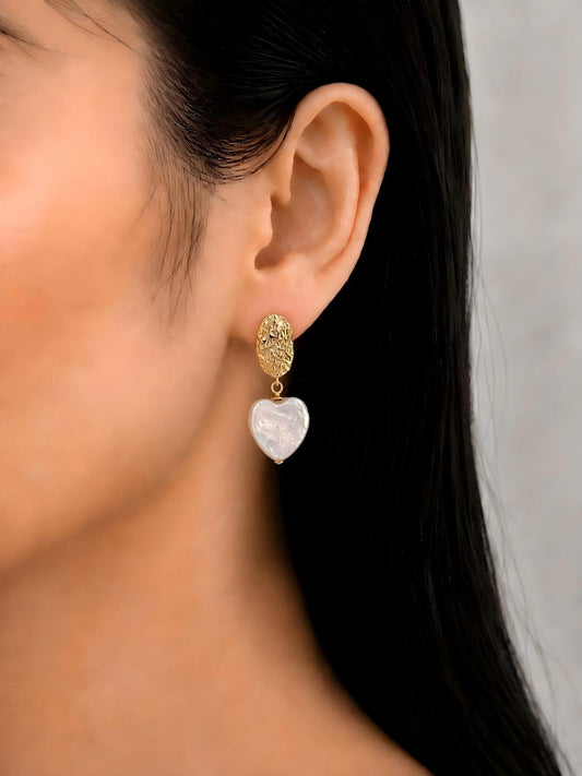 Ocean Ripple Heart Pearl Earrings Pearltide