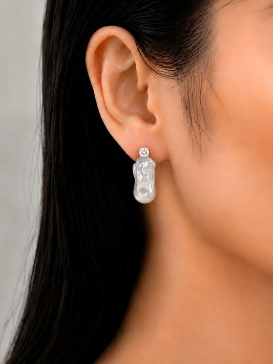The Organic Baroque Drop Earrings Pearltide